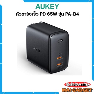 หัวชาร์จเร็ว AUKEY Omnia 65W Power Delivery Fast Charger สำหรับ IPhone Android แบบ 2 พอร์ต รุ่น PA-B4