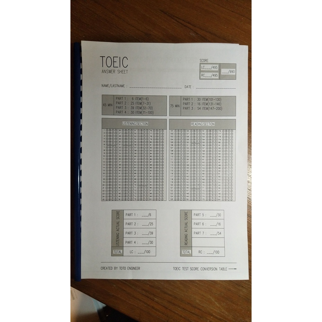 พร้อมส่ง กระดาษคำตอบโทอิค (Toeic answer) แบบฝน A4 รูปที่ 6
