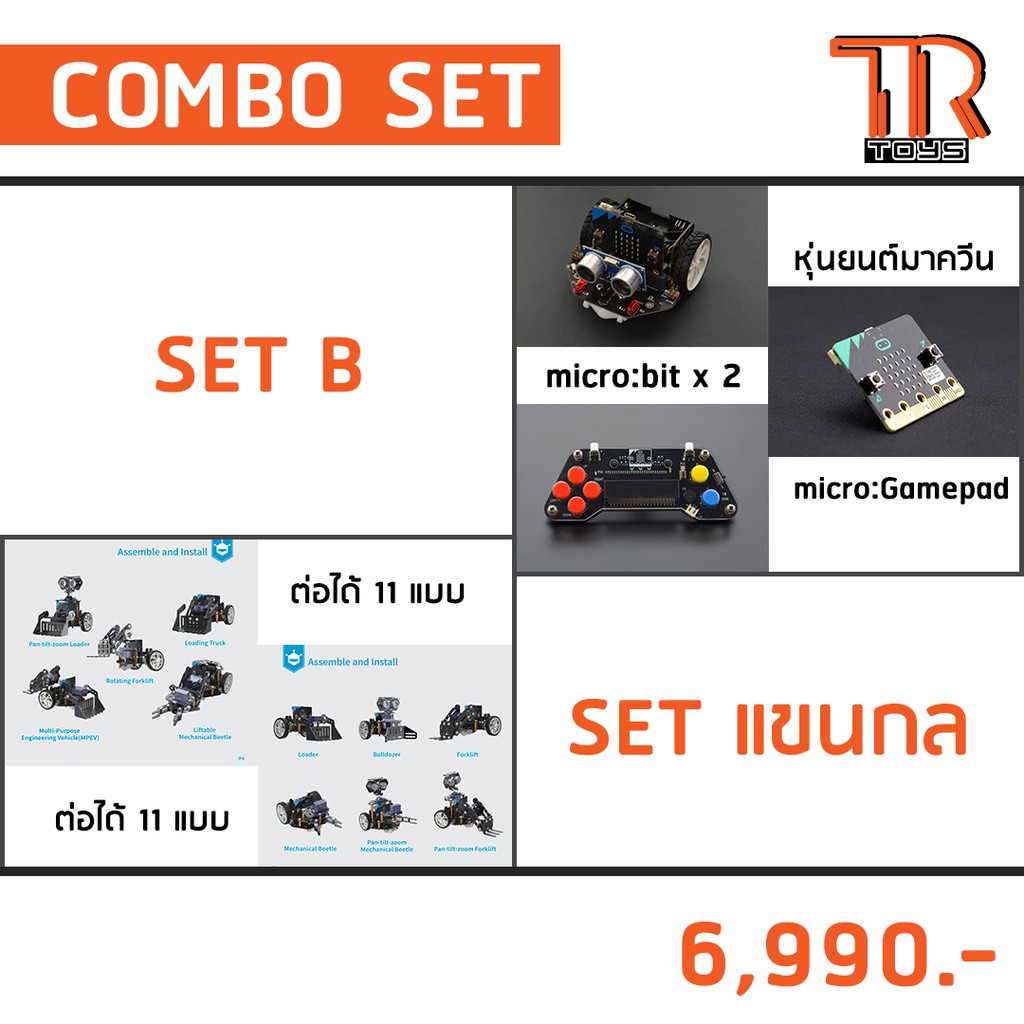 COMBO SETจัดเต็ม หุ่นยนต์ Micro MaQueen +ชุด Mechanic Parts