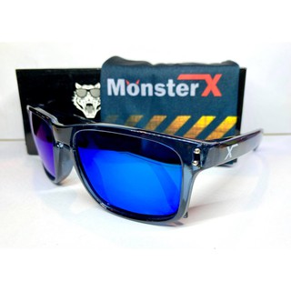 แว่นกันแดด MonsterX กรอบดำใส เลนส์สีฟ้า โพรา X2