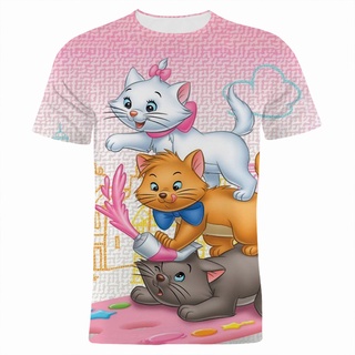 เสื้อยืดแขนสั้นลําลอง พิมพ์ลายการ์ตูนอนิเมะ The Aristocats แฟชั่นฤดูร้อน สําหรับผู้ชาย และผู้หญิง