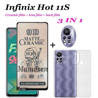 3 in 1 ฟิล์มกระจกนิรภัยเซรามิก แบบนิ่ม สําหรับ Infinix Hot 11S Hot 10i Hot 10 Play Hot 11play Hot 10S Hot 9 Play Fr