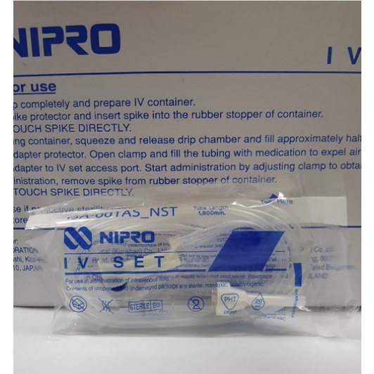 IV Set Nipro ชุดให้น้ำเกลือ แบบไม่ติดเข็ม Adult Set IV Nipro ชุดให้น้ำเกลือผู้ใหญ่ 100 ชุด