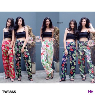 TW3865 ✨มาใหม่เสื้อสายเดี่ยว+กางเกง ลายใบไม้✨