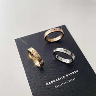 「 โค้ด ZJRP2 ลดทันที 45.- | ช้อปขั้นต่ำ 300.- 」 Margarita Roman Numeral Stainless Ring