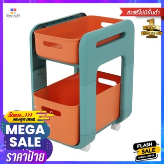 ชั้นวางของ 2 ชั้น มีล้อ STACKO MARU 25.5x38x48.5 ซม. สีส้ม2-TIER UTILITY CART STACKO MARU 25.5X38X48.5CM ORANGE