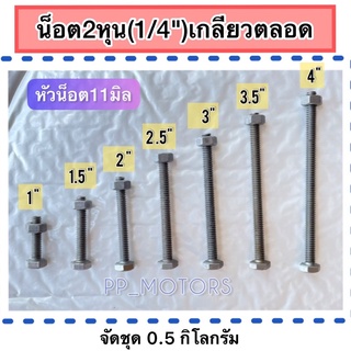 น็อตเกลียวตลอด2หุน(1/4")ยาว1"-4"(น้ำหนัก0.5กก.)