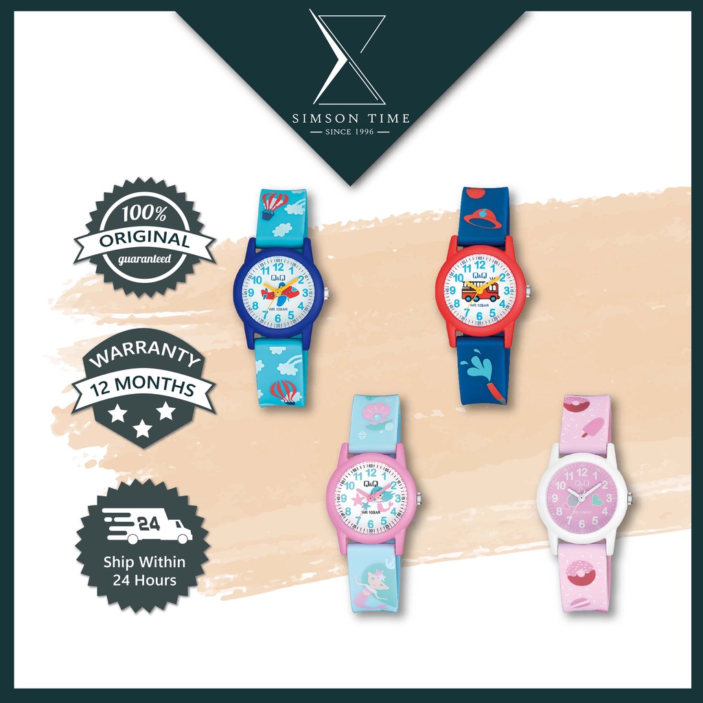 Simson Time Q & Q เด็กเด็ก เรซิ่น Analogue นาฬิกา VR99 KIDS WATCHES JAM KANAK-KANK/JAM KANAK/VR99J01