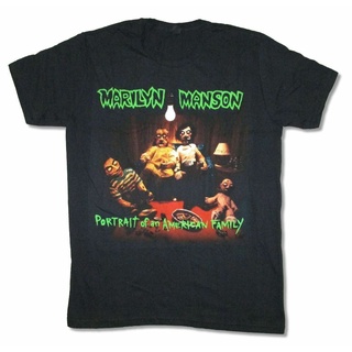 [COD]เสื้อยืด ผ้าฝ้าย 100% พิมพ์ลาย Marilyn Manson Portrait Of An American แฟชั่นสําหรับผู้ชายS-5XL