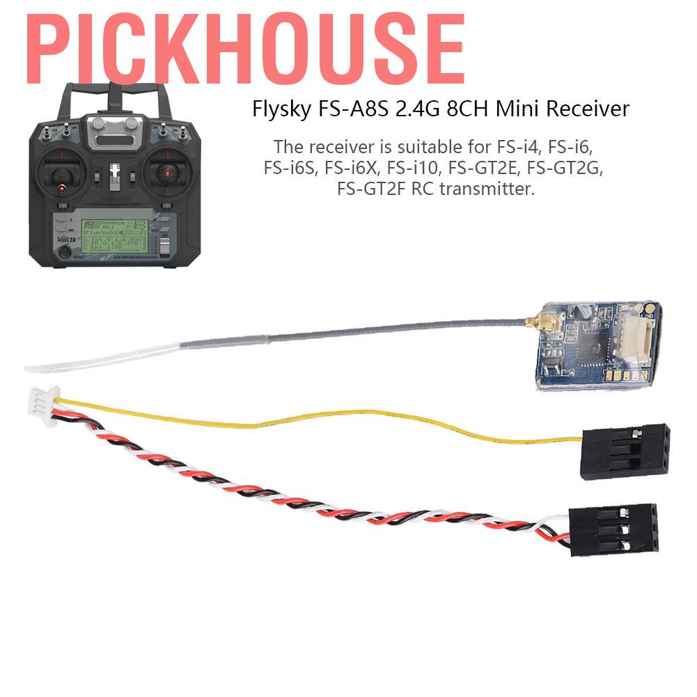 Pickhouse คุณภาพสูง Flysky FS-A8S 2.4G 8CH Mini Receiver w/PPM i-BUS SBUS เอาต์พุตสําหรับ FS-i4 FS-i