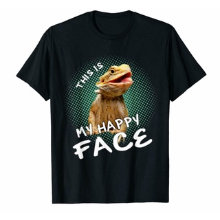 [S-5XL]เสื้อยืด พิมพ์ลายกราฟฟิค This Is My Happy Face Bearded Draglizard คุณภาพดี