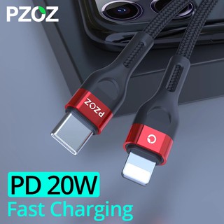 Pzoz PD สายชาร์จ USB C 20W 18W 1 เมตร สําหรับ iPhone 12 Pro Max 11 Xr Xs 8 Plus ipad mini air Macbook Type C