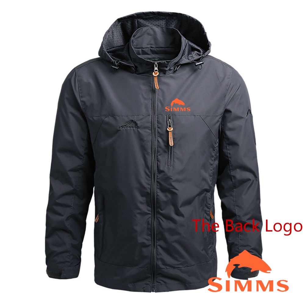 Simms Fishing 2022 Men's New Long Sleeves Waterproof Jackets Zip Hooded Outdoor Windbreaker Windproof Fashion Coat T #4