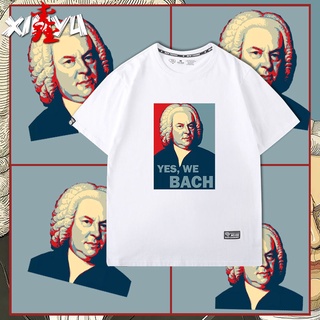 [COD]พ่อของเพลงตะวันตกเสื้อยืดชาย ins แนวโน้ม vibrato นักดนตรี JS Bach ฮาราจูกุพอร์ตสไตล์ผู้ชายแขนสั้นเสื้อยืดS-5XL