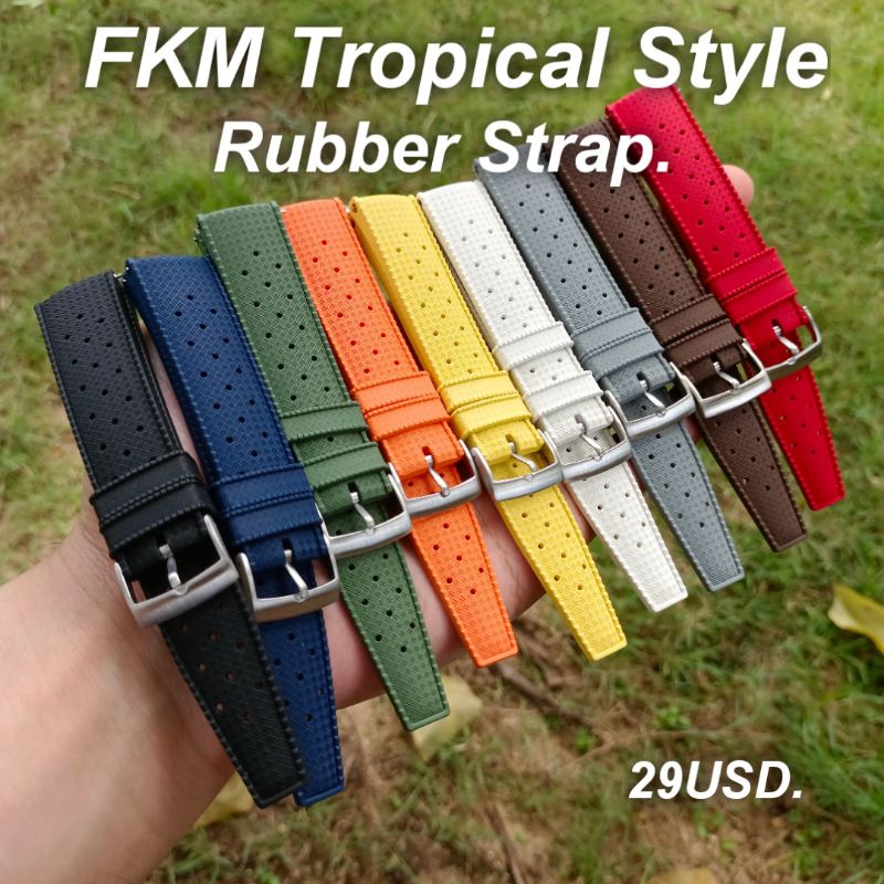 สายนาฬิกา สายยางFKM ลาย Tropical มีขนาด20,22มิล แถมฟรีสปริงบาร์และปากกาถอดสายชำระเงินปลายทางได้ขอบคุณครับ
