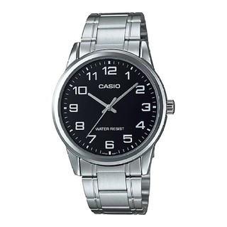 Casio นาฬิกาข้อมือ ผู้ชาย สายสเตนเลสสตีล รุ่น MTP-V001D-1B ( Black/Silver )