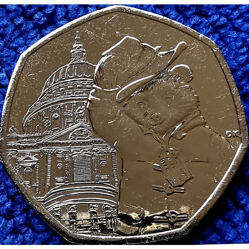เหรียญ​อังกฤษ​ UK, 50​ Pence, (วาระ​ที่ระลึก​ Paddington Bear), # 1350T,  ไม่​ผ่าน​ใช้​ UNC