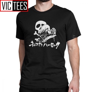 เสื้อยืดลําลองสําหรับผู้ชายผ้าฝ้ายแขนสั้นคอกลมพิมพ์ลาย Harlock Space Pirate Skull Cool Cool Capn Manga Manga Manga 3DSiz