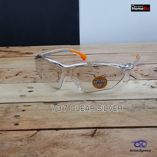 Action Eyewear  รุ่น 737 Clear silver ,แว่นตานิรภัย,แว่นตากันUV, แว่นขี่จักรยาน, กันลมกันฝุ่น***แถมฟรี ซองผ้าใส่แว่น***