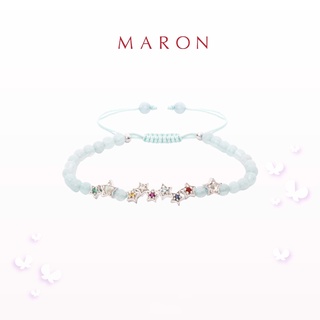 MARON - My Nine Lucky Stars Bracelet with Aquamarine(เชือกถัก) สร้อยข้อมือดาวนพเก้า เสริมดวงทวีคูณ [อควอมารีน] เงินแท้