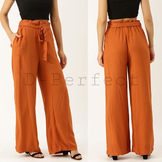 F21 Belted Wide-Leg Pants  กางเกงขาบาน เอวสูง มาพร้อมเชือกผูกเอว กระเป๋าล้วง2 ข้าง ด้านหน้าเป็นซิป+ตะขอ ขอบเอวเป็นยางยืด