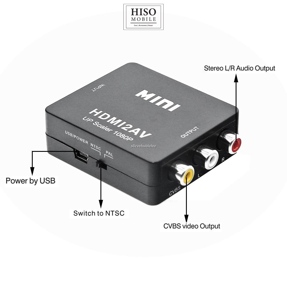 HD Video Converter HDMI 2 AV Up Scaler 1080P - ดำ