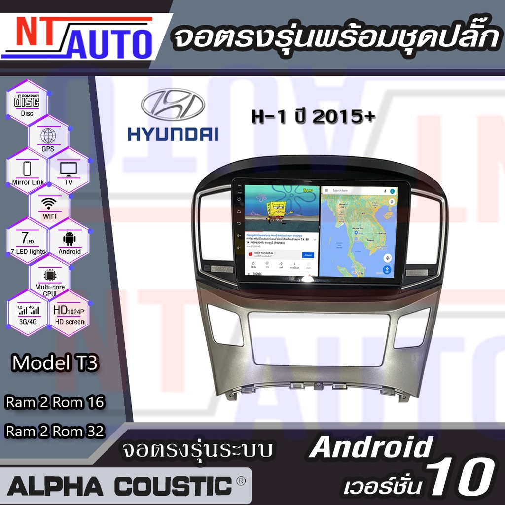 Alpha Coustic เครื่องเสียงติดรถยนต์แอนดรอยด์แบบตรงรุ่น สำหรับ Hyundai H-1 ปี2015+ จอAndroid พร้อมปลั๊กตรงรุ่น