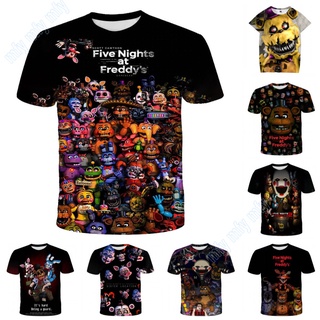 เสื้อยืดแขนสั้นลําลอง พิมพ์ลาย Five Nights at Freddys สําหรับเด็กผู้ชาย และเด็กผู้หญิง