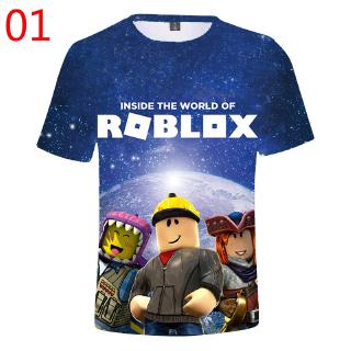 roblox เสื้อยืดลําลองสําหรับเด็กผู้ชายแขนสั้นพิมพ์ลาย 3d