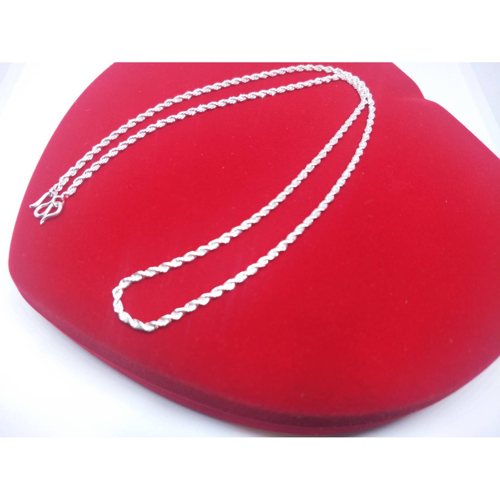 PSN007 สร้อยคอเงิน ลายบิดเกลียว ชุบเศษเงินแท้925 ยาว60cm สินค้าพร้อมส่ง