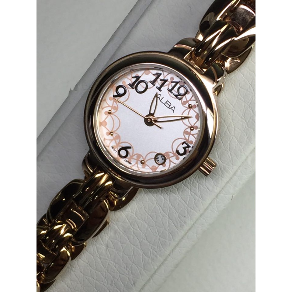 นาฬิกา ALBA ผู้หญิง รุ่น AH7A56นาฬิกาX1 ตัวเรือนและสายนาฬิกาสแตนเลสชุบทองชมพู รับประกันของแท้ 100 เปอร์เซนต์