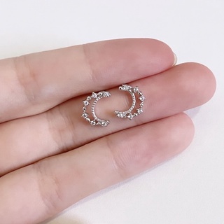 vela.cheeva : *silver925 / cz moon earring ต่างหูเงินแท้ ( mm )