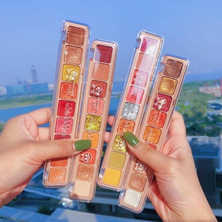 อายแชโดว์ Shiny 9 สีอายแชโดว์ Palette ตาข่ายสีแดงมุกกันน้ำ Eyeshadow