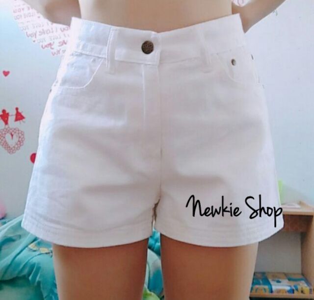 กางเกงยีนส์ขาสั้น สีขาว เอวสูง รุ่นเรียบ เรียบง่ายแต่ดูดีมีสไตล์ - รูปที่ 5