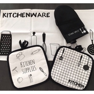 ชุดที่วางของร้อน ถุงมือ พร้อมผ้ารองลาย kitchenware