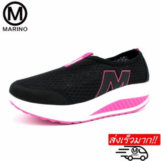 Marino รองเท้าผ้าใบสีดำ รองเท้าเพิ่มความสูงสำหรับผู้หญิง No.A010 - Black/Pink