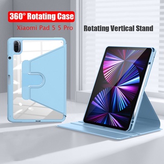 360° เคสหนังอะคริลิค PC ใส กันกระแทก หมุนได้ สําหรับ Xiaomi Pad 5 5 Pro 11 นิ้ว 2022 Redmi Pad 10.61 นิ้ว Xiaomi MiPad 5 Pro