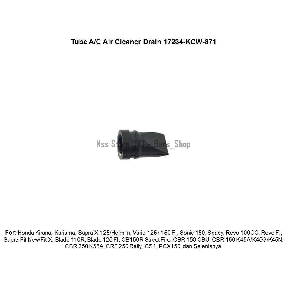 ยางกรองอากาศท่อระบายน้ําสําหรับ Supra Sonic Spacy CBR CB150 Tube Air Cleaner ท่อระบายน้ํา 17234-KCW-