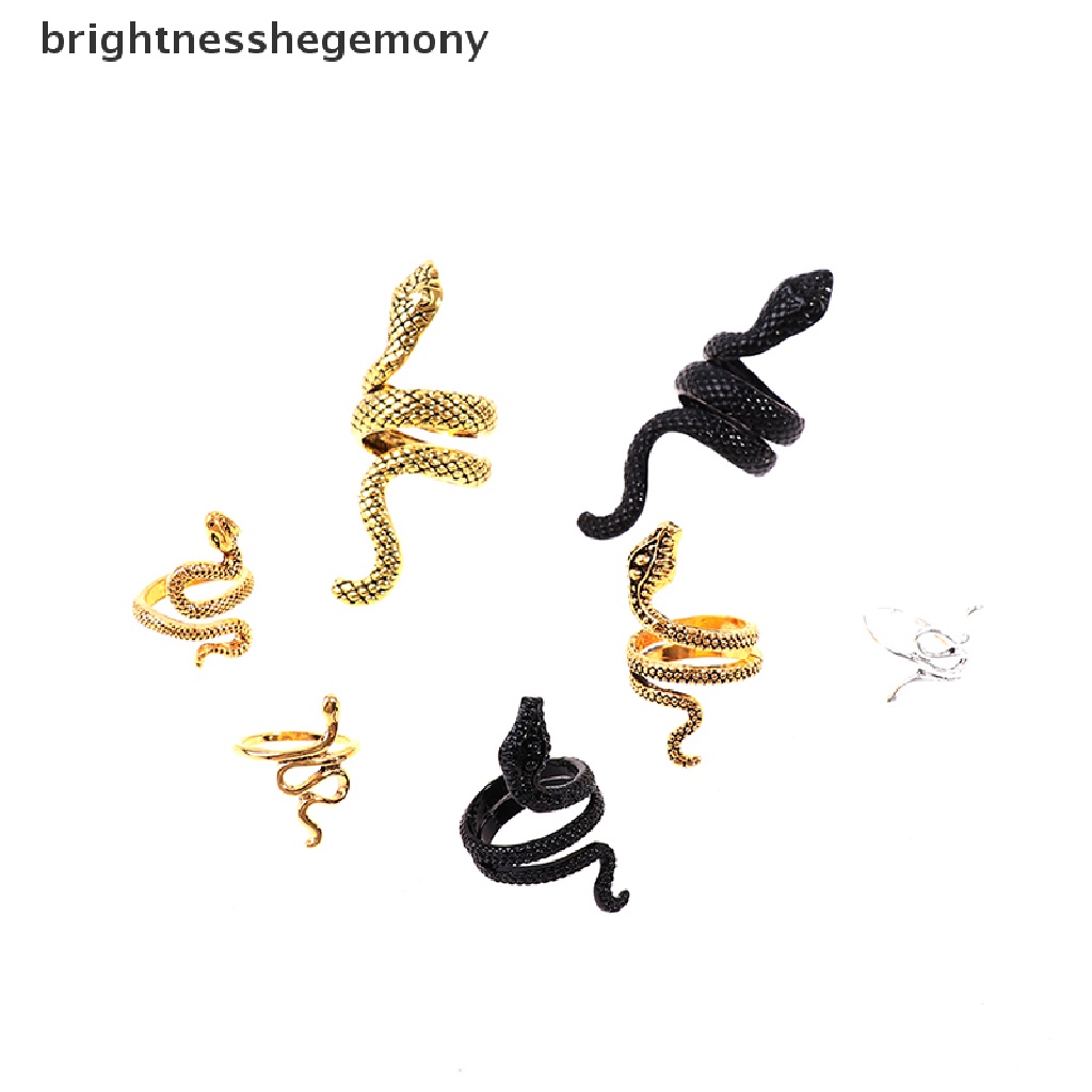 BGTH 4Pcs/set Vintage Snake Shape Rings Women Men Gothic Finger Ring Sets Jewelry Vary #2