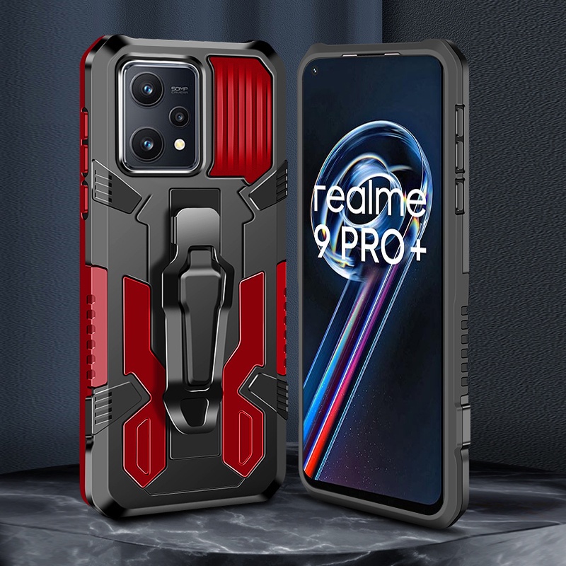 สําหรับrealme 9 Pro + 9i 8 7 7i 6 6i 6s 5i 5s 5 ProกรณีHybridเกราะกันกระแทกพร้อมคลิปเข็มขัด