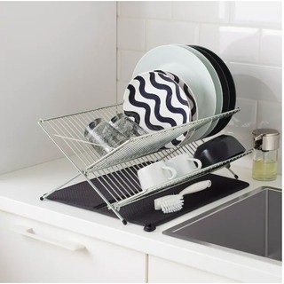 ที่คว่ำจาน พับเก็บได้ Dish drainer Can be folded up to save space. 48x29x23 cm. ทนทานทำจากเหล็ก galvanised