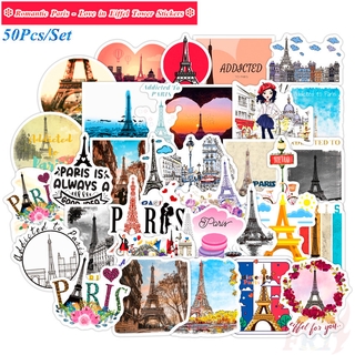 ❉ Romantic Paris - Love in Eiffel Tower สติ๊กเกอร์ ❉ 50Pcs/Set Cartoon Waterproof DIY Fashion Decals Doodle สติ๊กเกอร์