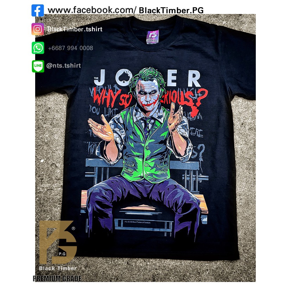 mL2m PG 05 Joker Why So Serious เสื้อยืด หนัง นักร้อง เสื้อดำ สกรีนลาย ผ้าหนา PG T SHIRT S M L XL XX