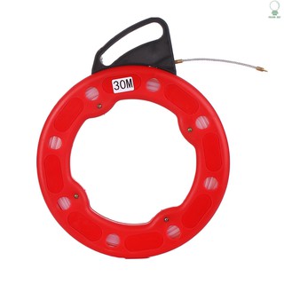 SELF 30M Fiberglass Fish Tape Reel Puller Conductive Electrical Cable Puller with Impact Case Electric or Communication Wire Puller Use for Drywall Ceiling Under Rug Conduit or Pipe