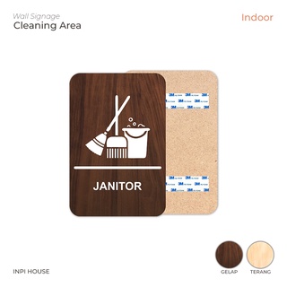 โลโก้ janitor Door - janitor cafe Room - janitor logo - ตกแต่งผนัง - สีน้ําตาล