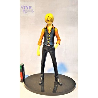 [ มือสอง งานแท้ ญี่ปุ่น ] Sanji ซันจิ มือเท้าเอว คาบบุหรี่ ขนาด 6" - 7" ฐานดำใส One Piece วันพีช งานแท้ Banpresto