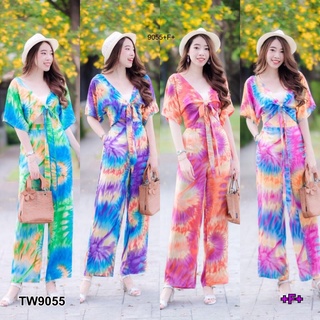 9055 Set เสื้อผูกอก + กางเกงขายาว มัดย้อม Set tie-dye shirt + long pants