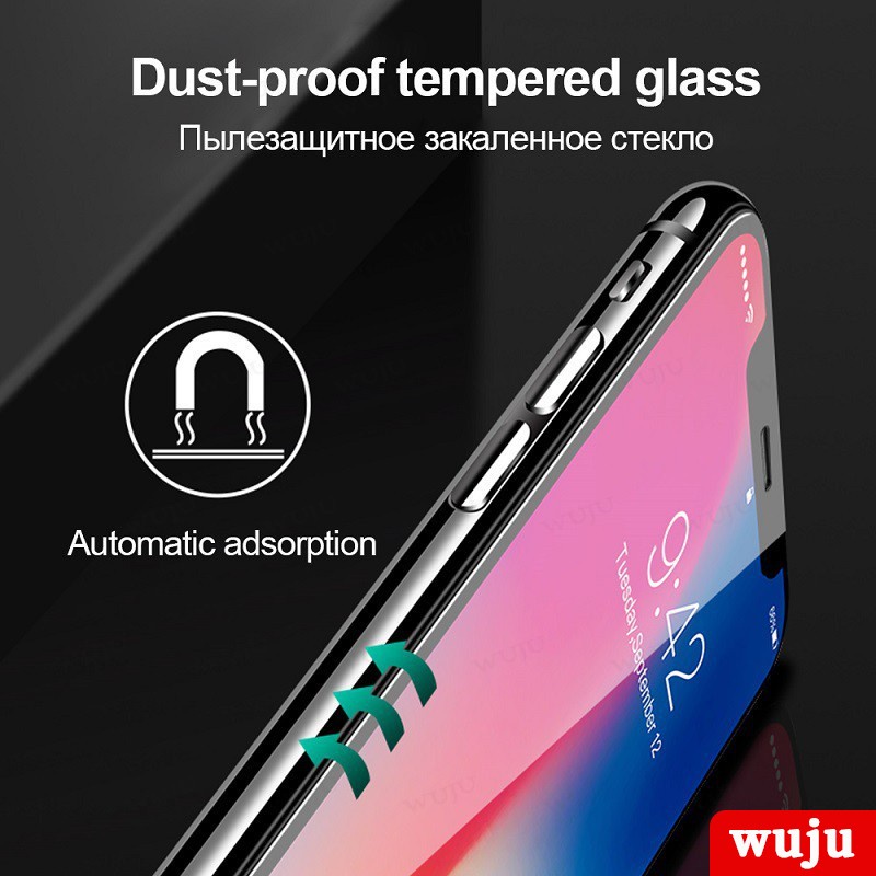 Wuju ฟิล์มกระจกนิรภัยกันรอยหน้าจอ 10D ใสมาก สําหรับ iPhone 16 15 14 11 12 13 Pro Max XR X XS Max Plus SE