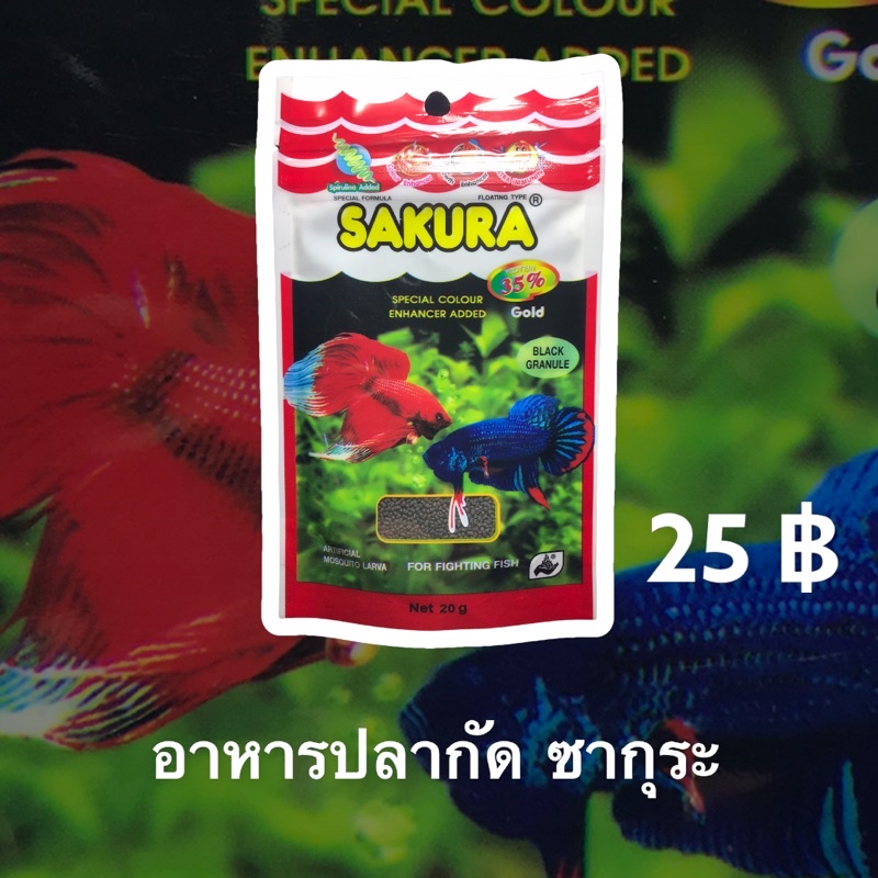 Sakura Betta อาหารปลากัด ซากุระ ลูกน้ำอบเเห้ง เม็ดสีดำ ปริมาณ 20 กรัม