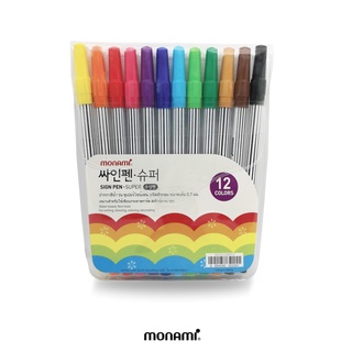 Monami ปากกาสีน้ำ รุ่น Sign Pen Super ชุด 12 สี